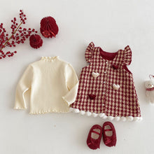 將圖片載入圖庫檢視器 ZDQ5615DS冬季千鳥格拜年洋裝｜愛心加絨裙
