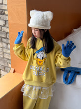 將圖片載入圖庫檢視器 2025D184TG-冬季韓版卡通鴨印花連帽加絨兩件套
