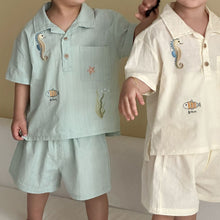 將圖片載入圖庫檢視器 XZ260871TG-夏季純棉襯衫兄妹套裝
