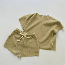 Load image into Gallery viewer, Y8315TG-Summer Korean children&#39;s round neck short-sleeved top + shorts set 
