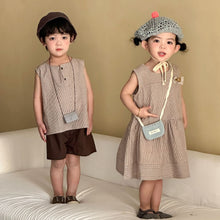 Load image into Gallery viewer, XQ260720TG-夏季條紋兄妹短袖洋裝&amp;套裝
