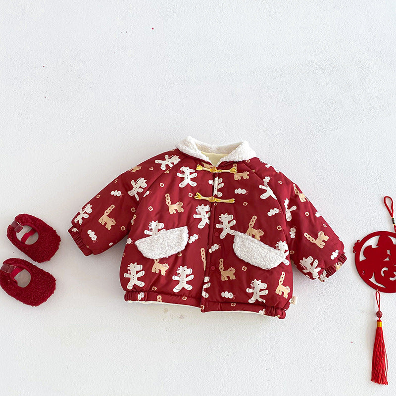 ZDW5692SE-冬季滿版小馬印花加厚夾棉外套