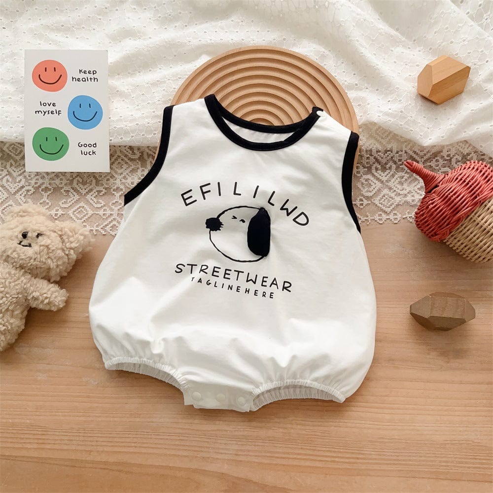 2402423LS-Summer sleeveless dog triangle romper 