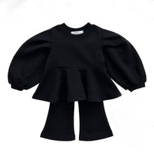 Load image into Gallery viewer, Y8404TG- Lantern Sleeve Girls Temperament Top + V Flared Pants Set 
