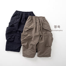 將圖片載入圖庫檢視器 25239PA-冬季韓版兒童刷絨加厚個性工裝長褲
