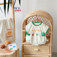 Load image into Gallery viewer, 2402253LS-Summer cartoon letter contrast color bodysuit 
