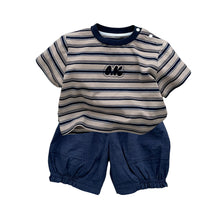 Load image into Gallery viewer, M627167TG-夏季｜條紋休閒｜短袖兩件套
