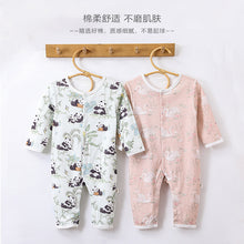 Load image into Gallery viewer, D24399LS-Autumn pure cotton animal print round neck long sleeve romper 
