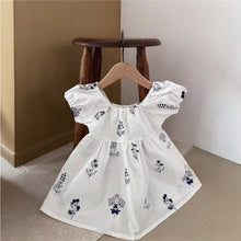 Load image into Gallery viewer, Y6521DS-Summer Girls Retro Solid Embroidered Puff Sleeve Dress 
