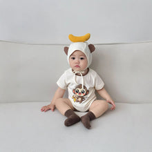 Load image into Gallery viewer, 51408LS-Summer short-sleeved little monkey eating banana shape bodysuit + hat 
