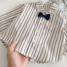 Load image into Gallery viewer, ZCY6094LS-春季條紋領結襯衫&amp;背帶褲
