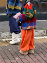 將圖片載入圖庫檢視器 2025D204SE-冬季韓版拼色格子加厚開襟排釦外套
