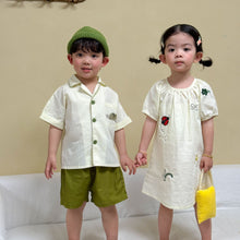 將圖片載入圖庫檢視器 XZ260959TG-夏季｜純棉短袖｜襯衫連衣裙套裝
