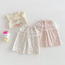 Load image into Gallery viewer, ZCK6077LS-春季貓咪印花蕾絲花邊長褲
