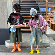 Load image into Gallery viewer, 2025X138PA-Summer Korean style ripped denim shorts for boys and girls

