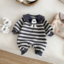 將圖片載入圖庫檢視器 ZDL5184LS-冬季條紋羊駝絨加絨連體爬服
