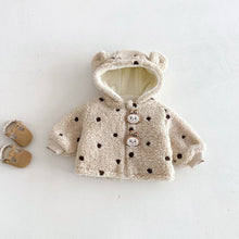 Load image into Gallery viewer, ZDW5306TG-冬季加絨波點麥穗絨連帽外套&amp;褲子
