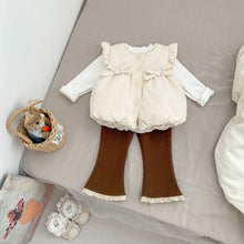 將圖片載入圖庫檢視器 H10669SE-冬季加絨蝴蝶結馬甲&amp;刷絨上衣&amp;喇叭長褲
