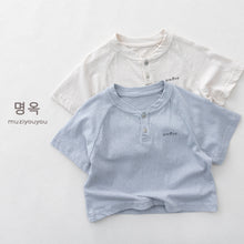 將圖片載入圖庫檢視器 26167SE-夏季｜極簡亨利領｜男女童透氣短袖T恤
