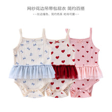 將圖片載入圖庫檢視器 D25077LS- 夏裝可愛圖案蕾絲女孩吊帶包屁衣
