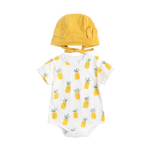 Load image into Gallery viewer, BRS1044LS-Summer pure cotton banana pineapple print bodysuit + hat cover 
