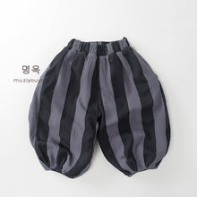 將圖片載入圖庫檢視器 25250PA-冬季韓版直條紋加絨闊腿長褲
