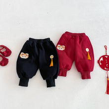 將圖片載入圖庫檢視器 ZDK5665PA-冬季刺繡流蘇中國風加絨加厚長褲
