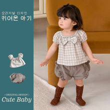 將圖片載入圖庫檢視器 M623088TG-夏季｜蝴蝶結短袖｜短褲套裝
