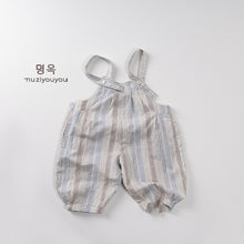 將圖片載入圖庫檢視器 25115LS-夏季薄款韓版格紋條紋背帶褲
