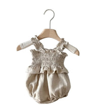 Load image into Gallery viewer, Y9550LS-Summer baby girl solid color ruffled sling princess bodysuit 
