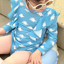 將圖片載入圖庫檢視器 61803LS-夏季女童長袖防曬卡通白鴿泳裝(送泳帽)
