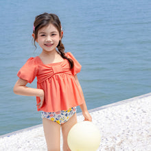 將圖片載入圖庫檢視器 1688LS-夏季女童長袖分體游泳衣+泳帽
