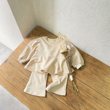 Load image into Gallery viewer, Y8404TG- Lantern Sleeve Girls Temperament Top + V Flared Pants Set 
