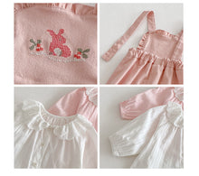 Load image into Gallery viewer, ZCK6067LS-春季刺繡背帶長褲&amp;娃娃上衣
