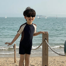 Load image into Gallery viewer, 33107LS-Summer children&#39;s short-sleeved quick-drying simple one-piece swimsuit 

