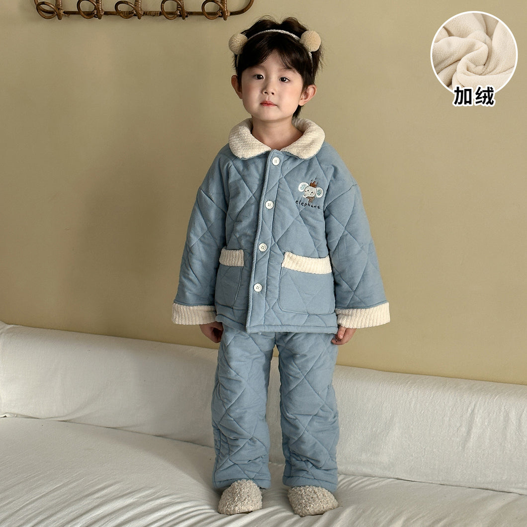 DJ250594TG-冬季三層夾棉加厚家居服二件套裝