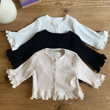 Load image into Gallery viewer, Y8454TG-Autumn wear ribbed cardigan + flared pants set 
