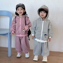 將圖片載入圖庫檢視器 CZ260891TG-條紋連帽運動休閒兩件套
