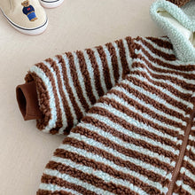 將圖片載入圖庫檢視器 ZDL5014LS冬季條紋加絨連身衣｜米粒絨爬服
