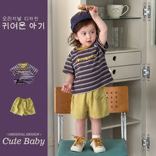 將圖片載入圖庫檢視器 M627053TG-夏季｜撞色條紋｜短褲套裝
