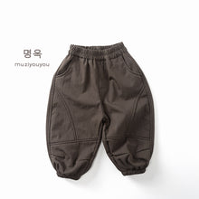 將圖片載入圖庫檢視器 25223PA-冬季韓版森林系造型車線休閒加厚刷絨長褲
