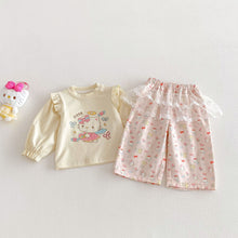 Load image into Gallery viewer, ZCK6077LS-春季貓咪印花蕾絲花邊長褲
