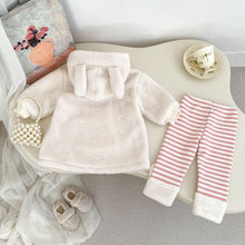 Load image into Gallery viewer, H10656TG-冬季加厚連帽上衣&amp;條紋絨褲
