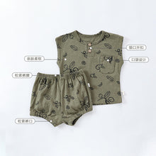 Load image into Gallery viewer, D24329TG-Summer Nordic style pure cotton sleeveless children&#39;s printed two-piece suit 
