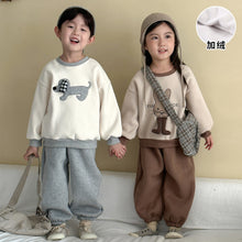 Load image into Gallery viewer, DZ250642TG-秋冬季動物拼布加絨運動兩件套裝
