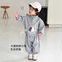 Load image into Gallery viewer, ZQT5256TG-秋季立領貼布狗狗長袖兩件套
