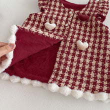 將圖片載入圖庫檢視器 ZDQ5615DS冬季千鳥格拜年洋裝｜愛心加絨裙
