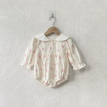 Load image into Gallery viewer, Y9410LS-Autumn A-type pure cotton pink bow print round neck bodysuit 
