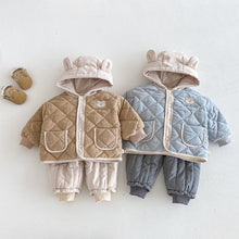 Load image into Gallery viewer, ZDW5241SE-冬季加厚絎線小熊連帽棉服外套
