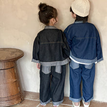 Load image into Gallery viewer, QW240029SE-Autumn children&#39;s denim jacket &amp; wide-leg pants
